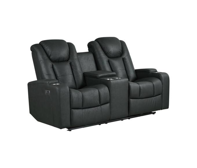 Luna Microfiber Power Reclining Loveseat Black Luna Microfiber Power Reclining Loveseat Black